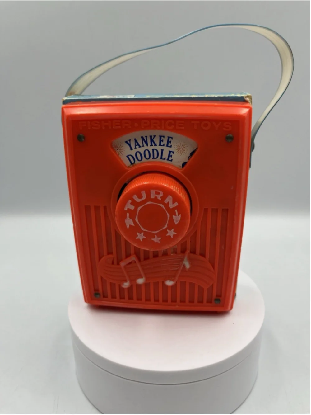 Vintage Fisher Price Musical Pocket Radio Yankee Doodle Toy 1970s Kids Music Box